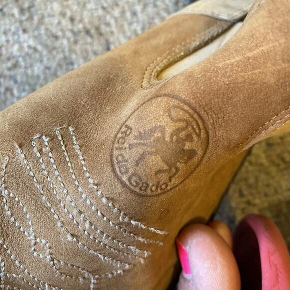 Reido Gado Beige Brown Leather Square Toe Cowboy Boots Western Sz 40/7US Unisex - Picture 3 of 10